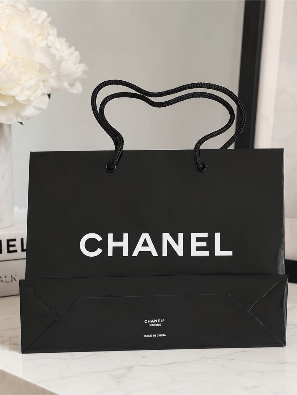 CHANEL Black Shopping Gift Bag with Rope Handles – Boutique Packaging